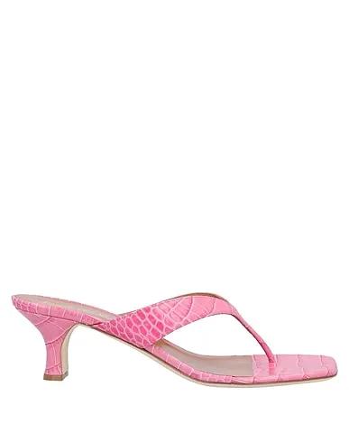 Pink Leather Flip flops