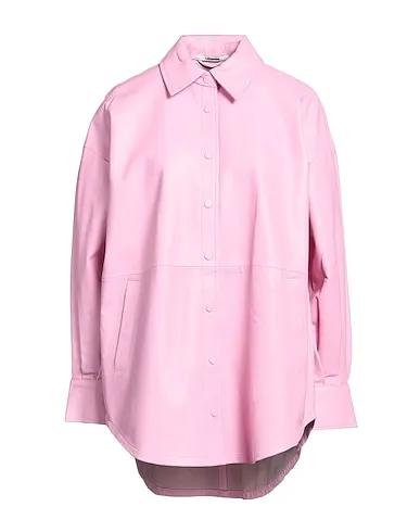 Pink Leather Solid color shirts & blouses