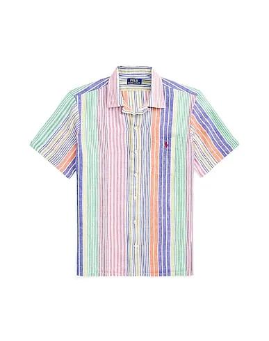 Pink Linen shirt CLASSIC FIT STRIPED LINEN CAMP SHIRT
