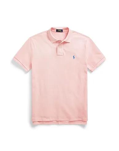 Pink Piqué Polo shirt CUSTOM SLIM FIT MESH POLO SHIRT