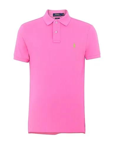 Pink Piqué Polo shirt SLIM FIT MESH POLO SHIRT