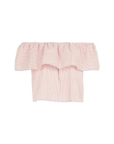 Pink Plain weave Blouse STRIPED COTTON OFF-SHOULDER TOP
