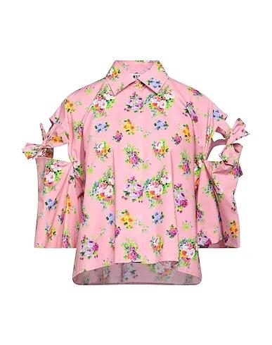 Pink Plain weave Floral shirts & blouses