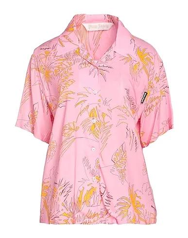 Pink Plain weave Floral shirts & blouses
