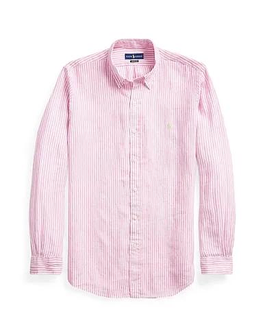 Pink Plain weave Linen shirt Classic Fit Striped Shirt	