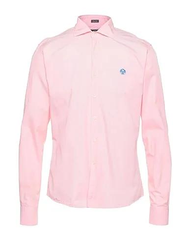 Pink Plain weave Solid color shirt