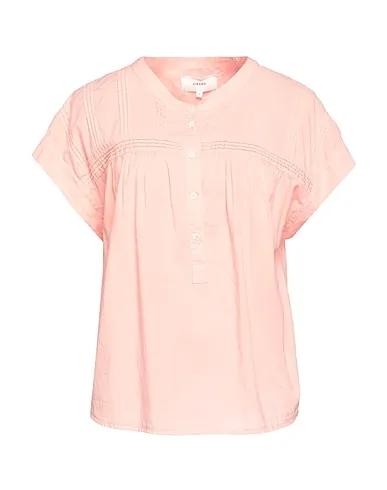Pink Plain weave Solid color shirts & blouses
