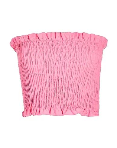Pink Plain weave Top COTTON BANDEAU CROP TOP