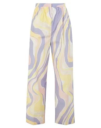 Pink Poplin Casual pants COTTON PRINTED HIGH-WAIST TROUSERS
