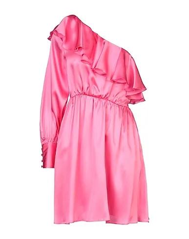 Pink Satin One-shoulder dress