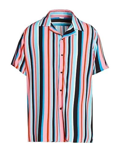 Pink Striped shirt PRINTED CAMP-COLLAR S/SLEEVE OVERSIZE SHIRT
