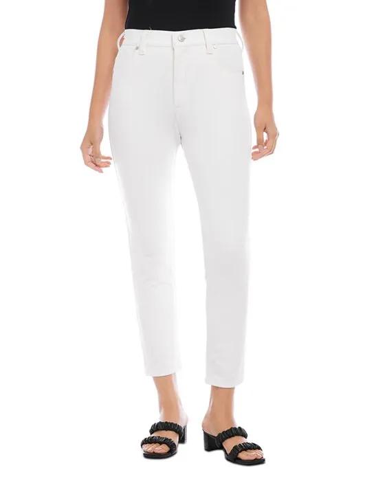 Piper Mid Rise Ankle Slim Jeans in Off White