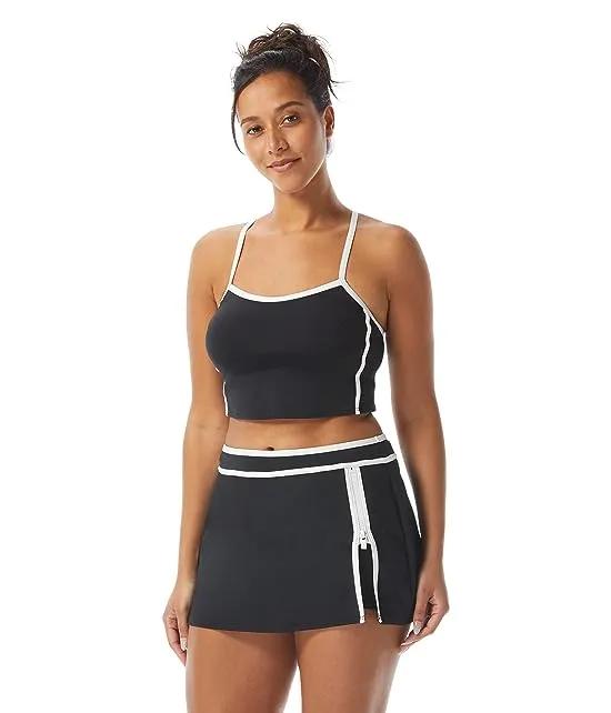 Piping Solid Plateau Racerback Crop Top