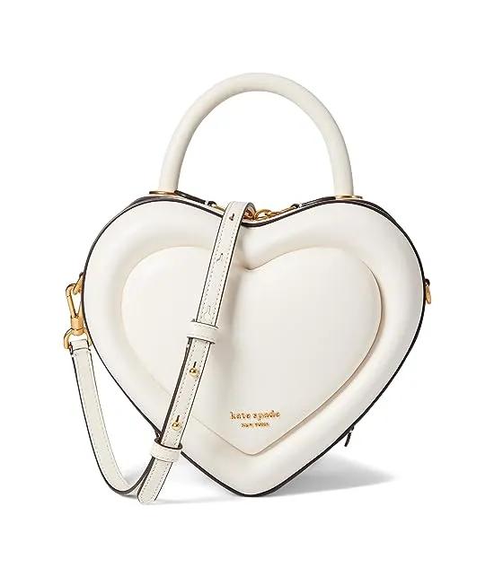 Pitter Patter Smooth Leather 3-D Heart Crossbody