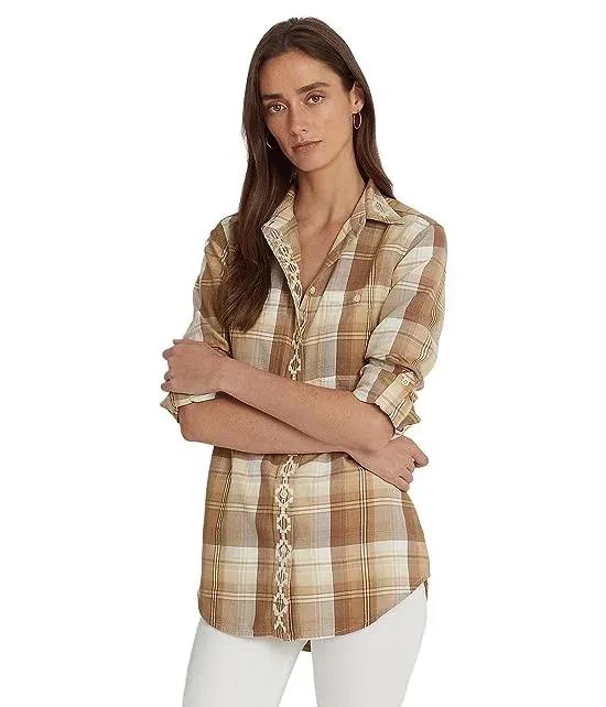 Plaid Embroidered Twill Shirt