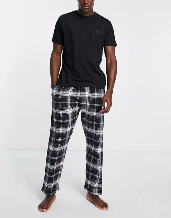 plaid pajama set in dark gray
