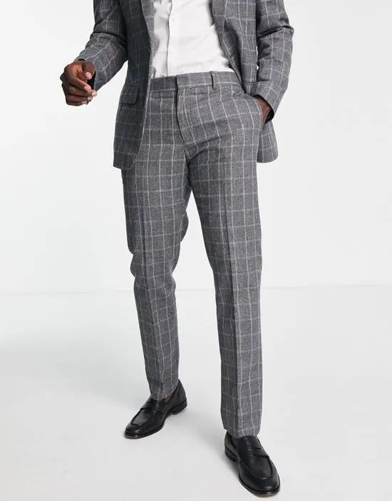plaid suit pants in gray