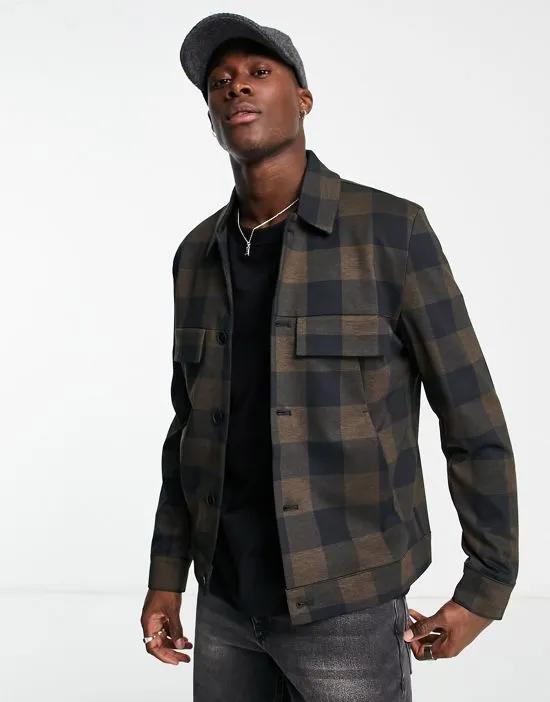 plaid western overshirt in green