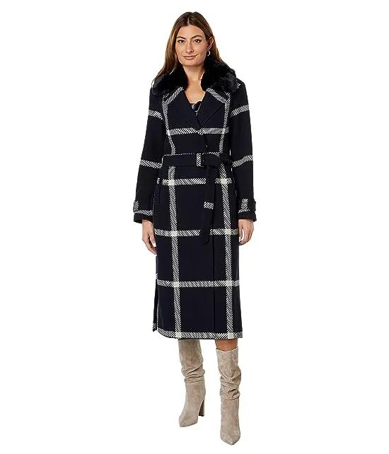 Plaid Wool Coat V22767B