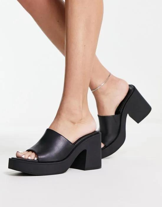 platform chunky heels in black