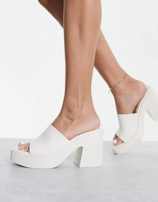 platform chunky heels in ecru