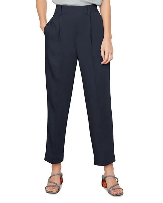Pleat Front Cropped Pants