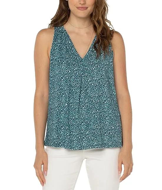 Pleated Front Sleeveless Modal Knit Top