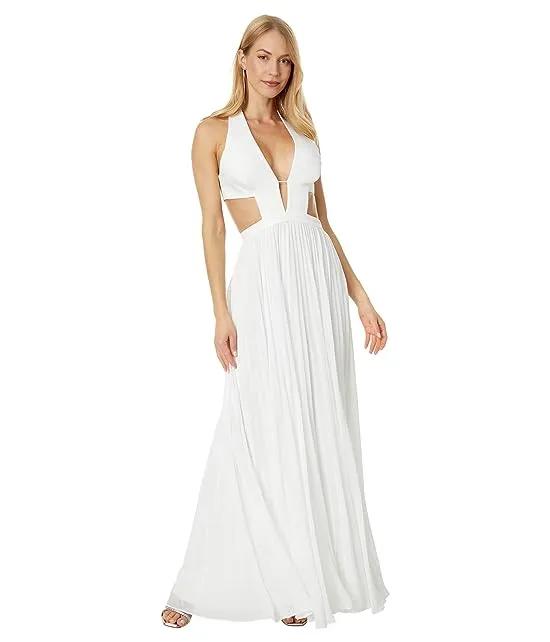 Pleated Halter Gown