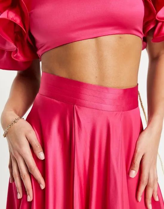 pleated maxi skirt in pink - part of a set