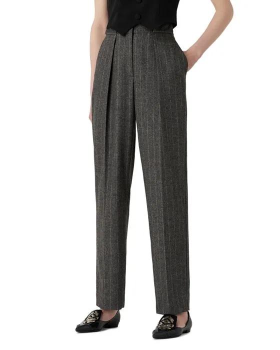 Pleated Pinstripe Trousers
