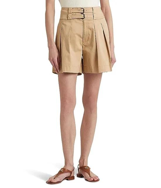 Pleated Sateen High-Rise Shorts