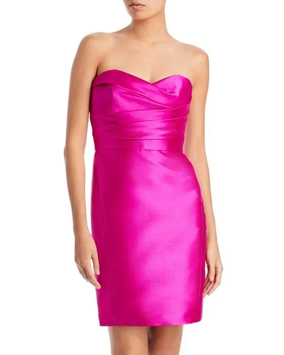 Pleated Strapless Bodycon Dress