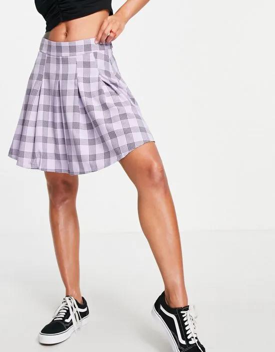 pleated tennis mini skirt in lilac check