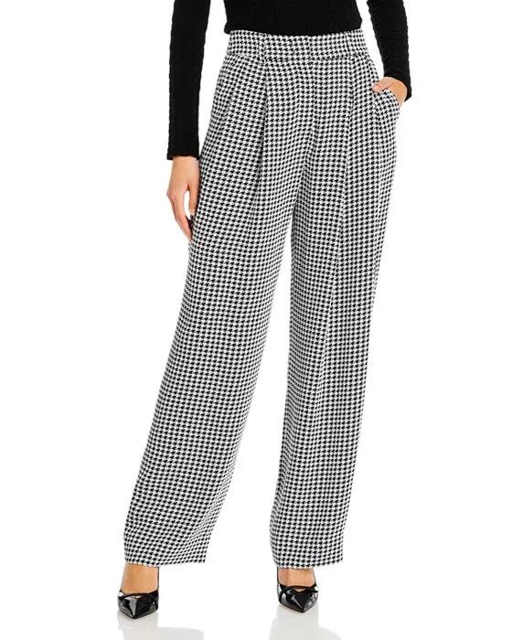 Pleated Wide Leg Houndstooth Trousers - 150th Anniversary Exclusive