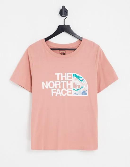 Plu Half Dome logo T-shirt in pink