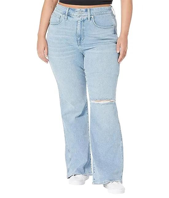 Plus 11" High-Rise Flare Jeans in Eversfield Wash: Knee-Rip Edition