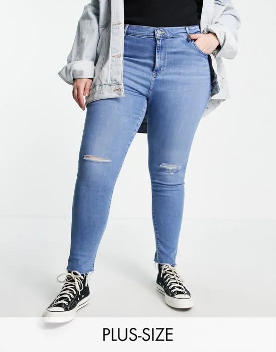 Plus 721 high rise skinny jeans in mid wash blue