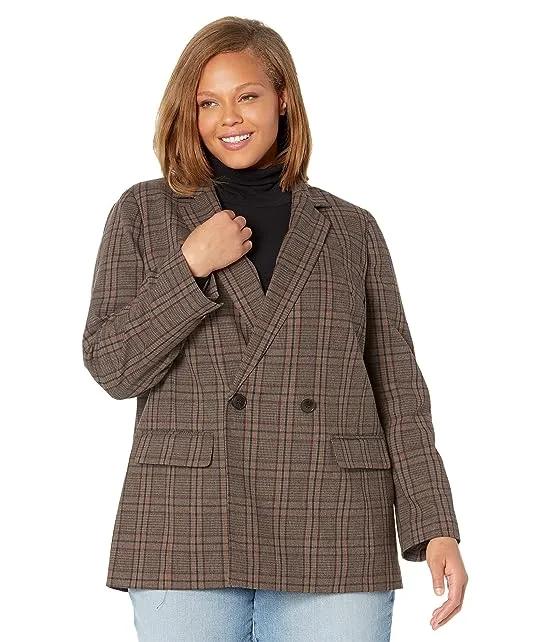 Plus Caldwell Double-Breasted Blazer in Hedden Plaid