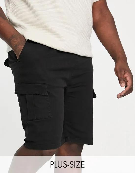 Plus cargo shorts in black