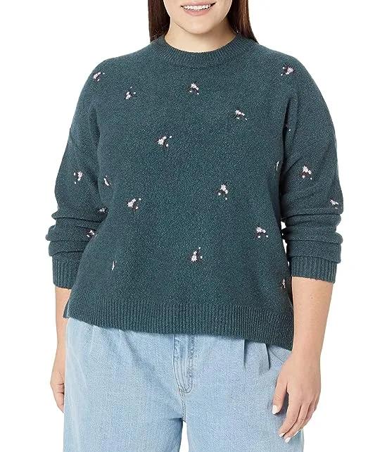 Plus Embroidered Floral Pullover