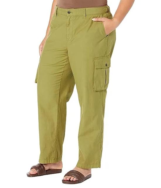 Plus Garment-Dyed Low-Slung Straight Cargo Pants