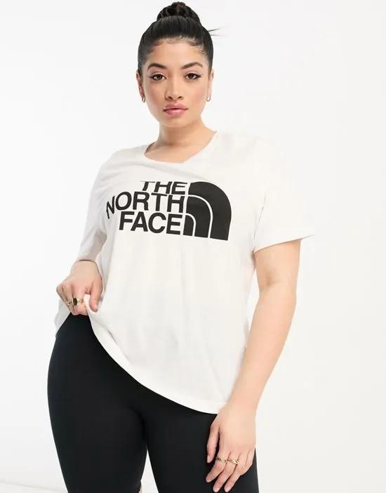 Plus Half Dome front chest logo t-shirt in white with black detail
