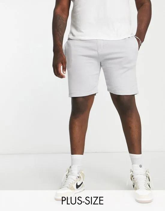 Plus jersey shorts in light gray