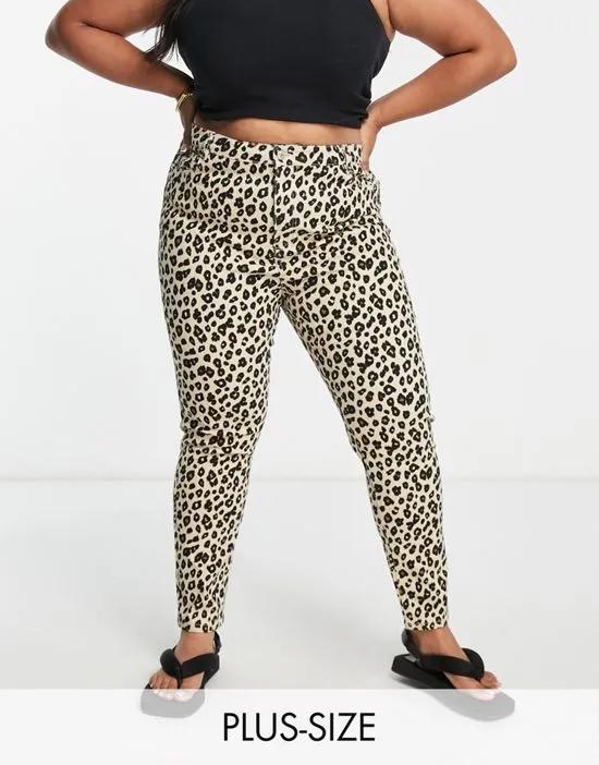 Plus leopard print jeans in multi