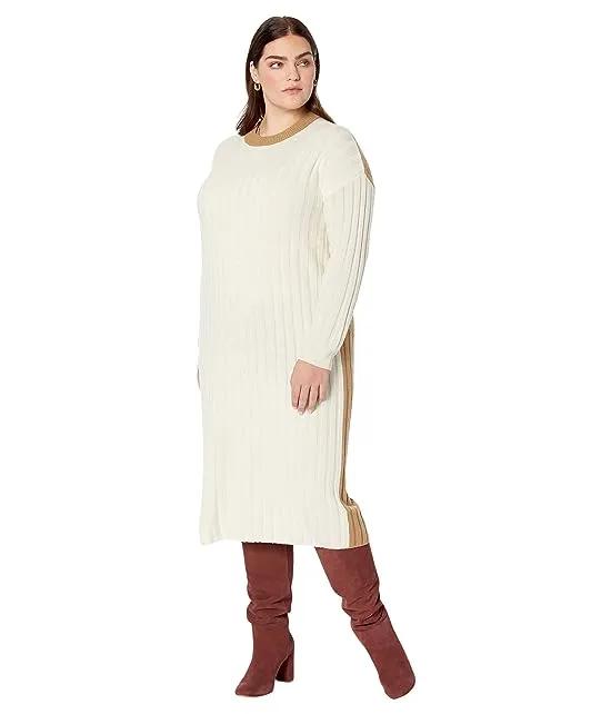 Plus (Re)sourced Ribbed Midi Sweater Dress