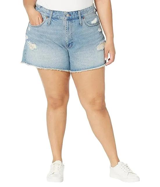 Plus Relaxed Denim Shorts in Renfield Wash: Destructed Edition