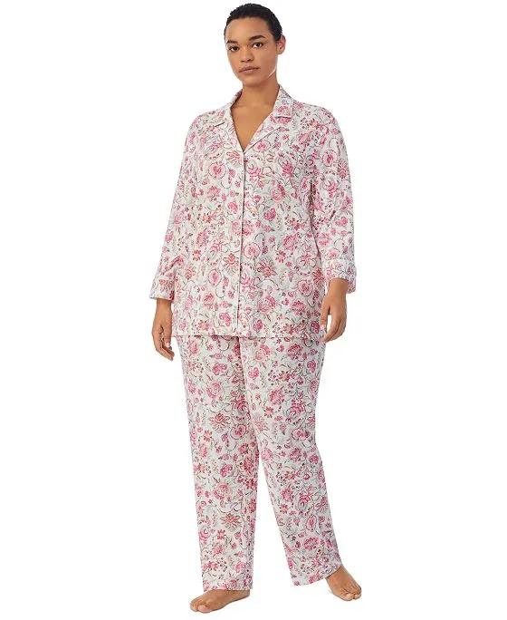 Plus Size 2-Pc. Notched-Collar Pajamas Set
