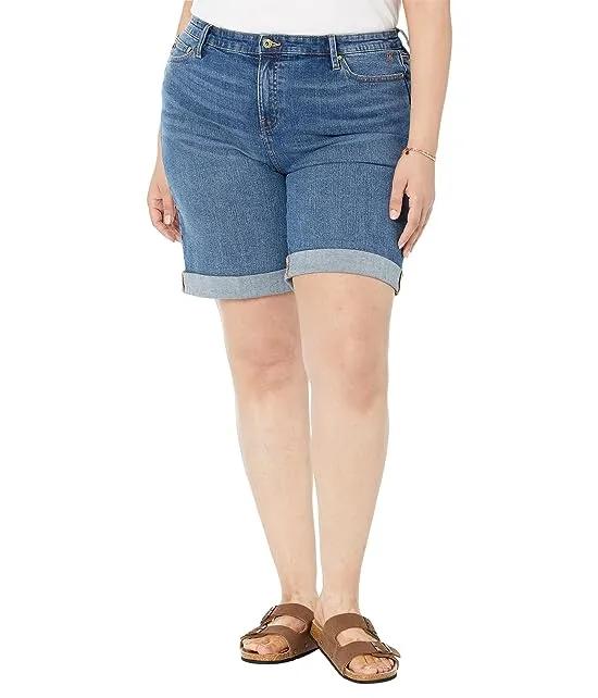 Plus Size 9" Denim Shorts in Cape Blue