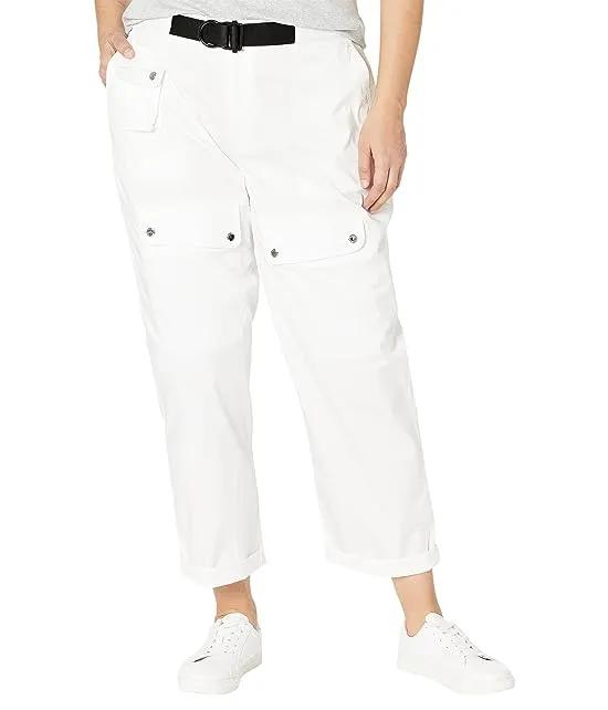 Plus Size Belted Sateen Cargo Pants