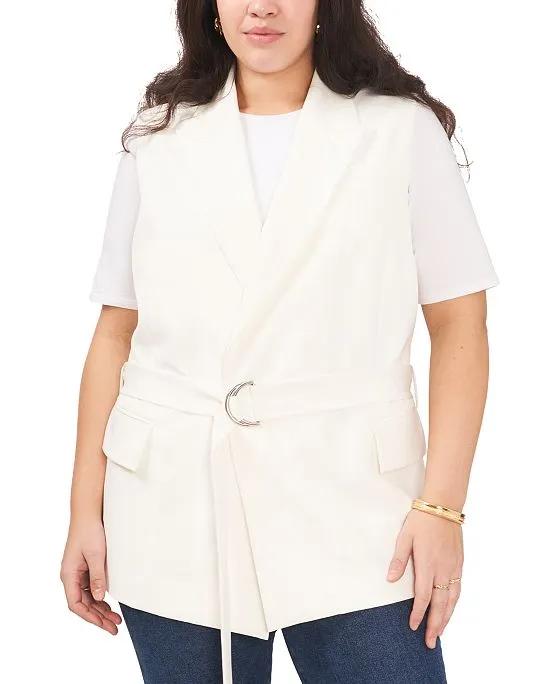 Plus Size Belted Tailored Vest 